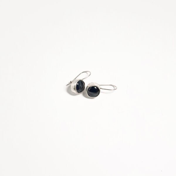 Onyx stone round earrings - Görsel 2