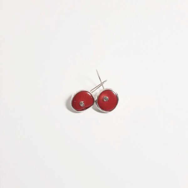 Round Coral Stone Earring