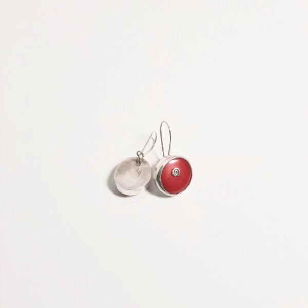 Round Coral Stone Earring - Görsel 2