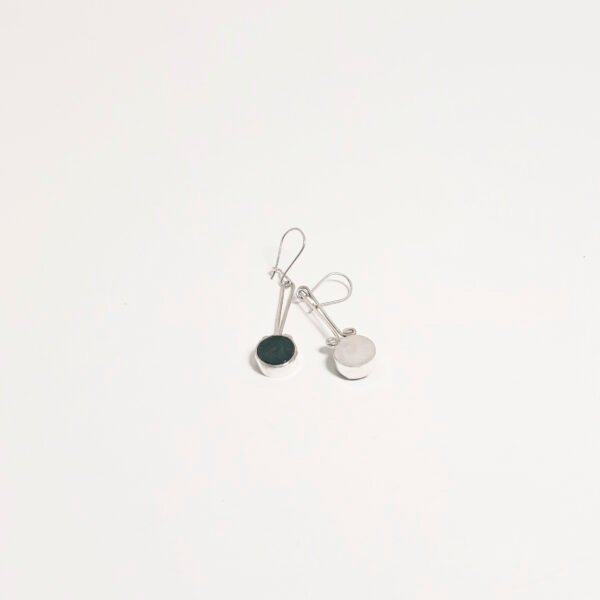 Jade Stone Hanging Round Earring - Görsel 2