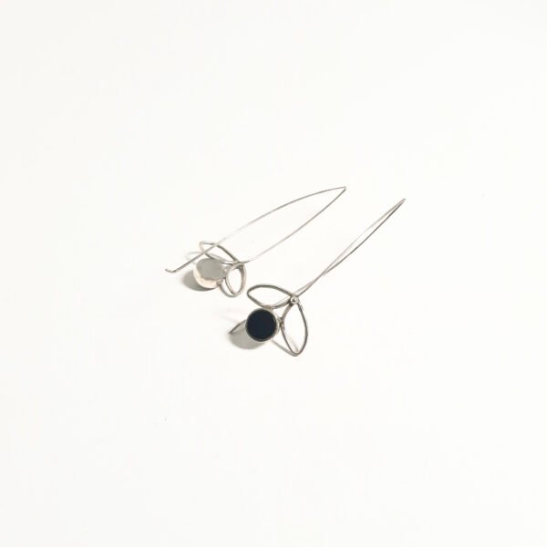 Onyx Stone Leaf Earrings - Görsel 2