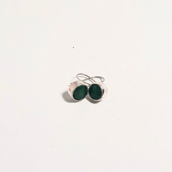 Jade Stone Round Earrings - Görsel 3