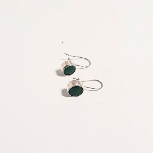 Jade Stone Round Earrings - Görsel 2