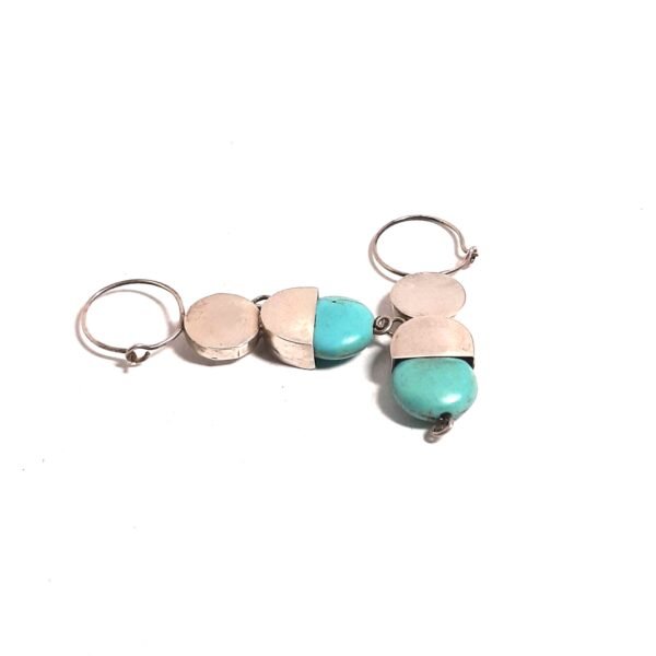 Turquoise Stone Bell Earrings Large - Görsel 2