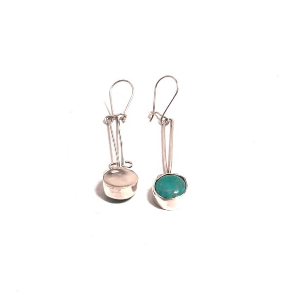 Turquoise Stone Bar Earrings - Görsel 2