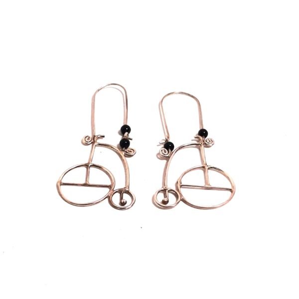 Onyx Stone Old Bicycle Earring