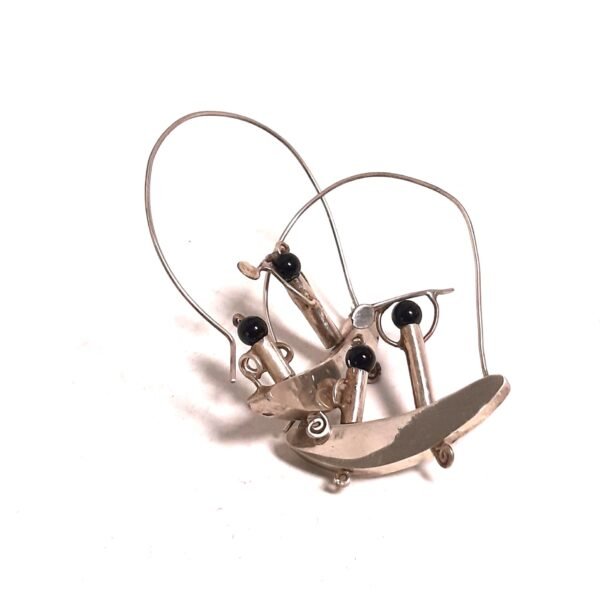 Onyx Stone Boat Earring - Görsel 2