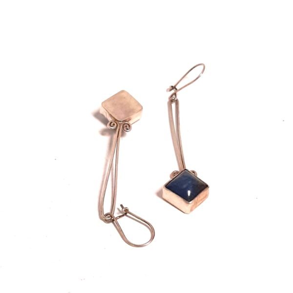 Lapis Lazuli Stone Square Earrings - Görsel 2