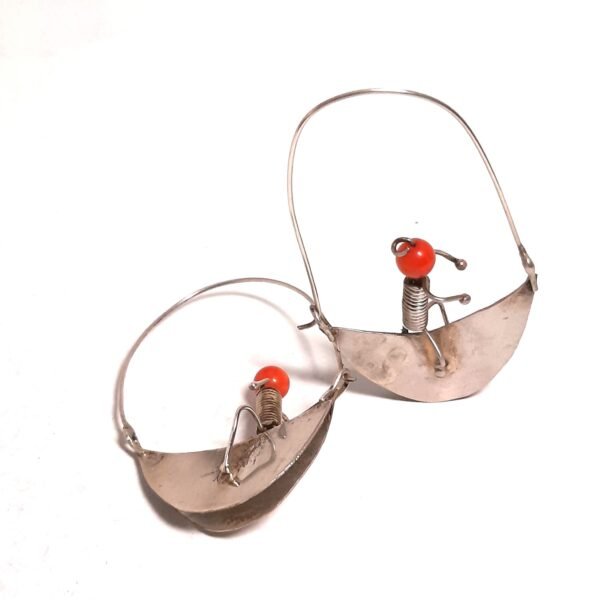 Little Prince Earrings with Coral Stone - Görsel 2