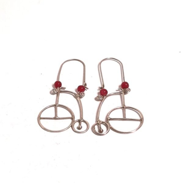 Old Bicycle Earring with Agate Stone