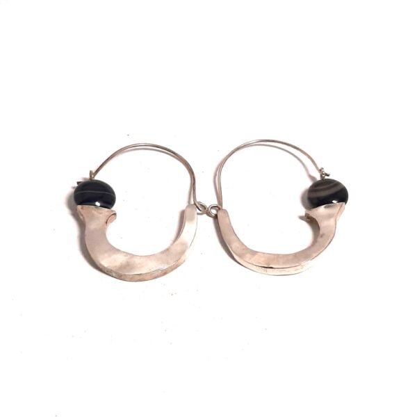 Onyx Stone Hoop Earrings