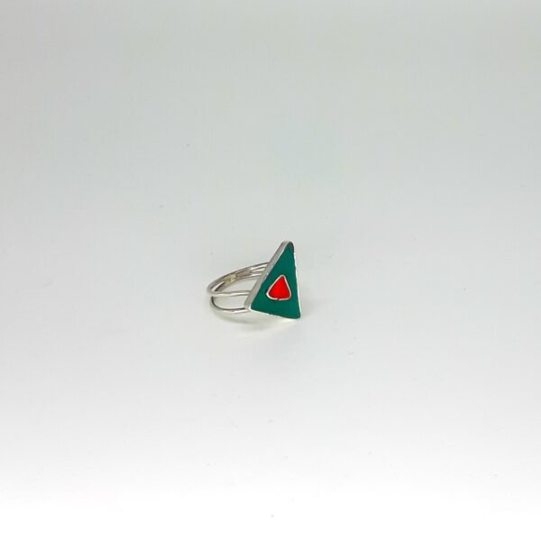 Green Red Triangle Evil Eye Bead Ring